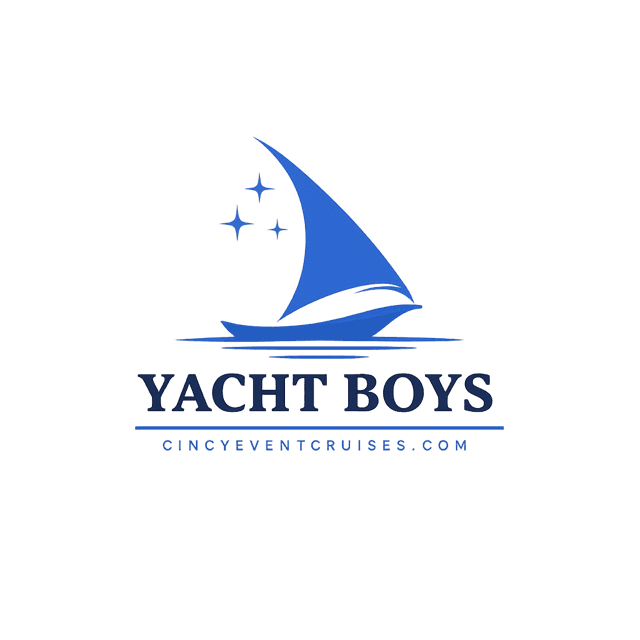 Yacht Boys logo featuring a blue sailboat icon, three stars, and the website address below.