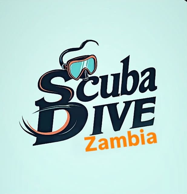 Scuba Dive Zambia logo featuring a diving mask and stylized blue and orange text.